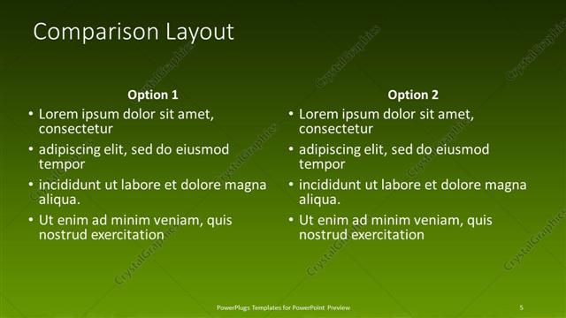 Comparison presentation slide layout