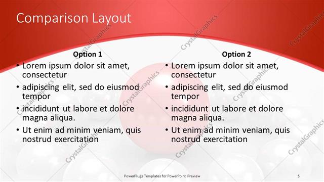Comparison presentation slide layout