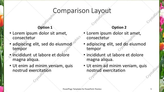 Comparison presentation slide layout