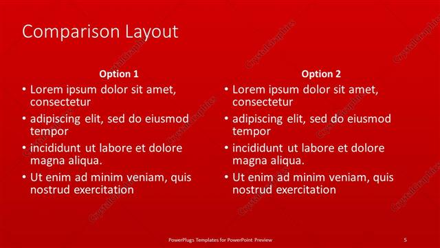 Comparison presentation slide layout