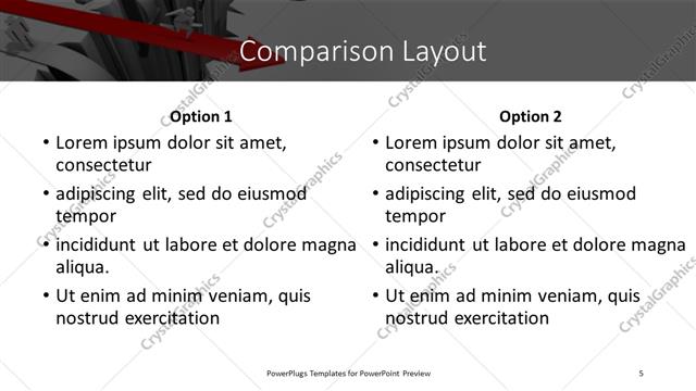 Comparison presentation slide layout