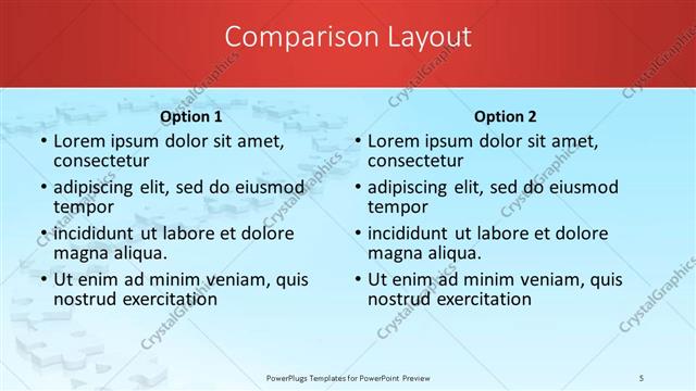 Comparison presentation slide layout