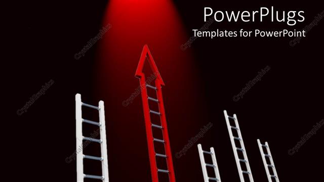  Presentation with black white - Lots of white and red ladders on a black background