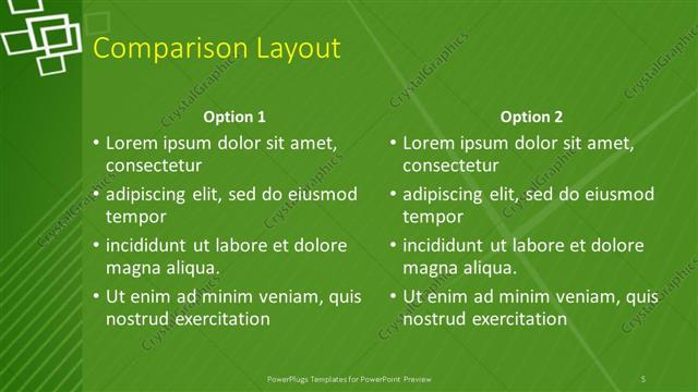 Comparison presentation slide layout