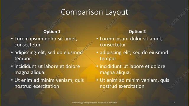 Comparison presentation slide layout
