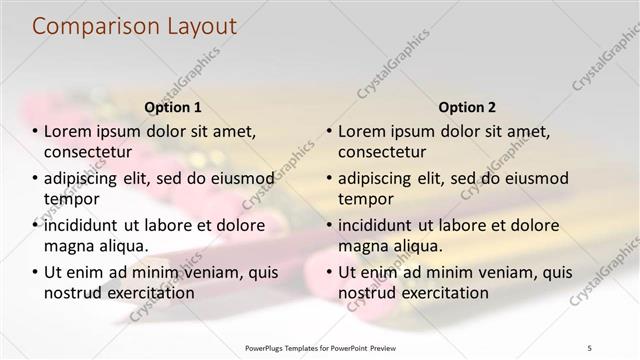 Comparison presentation slide layout