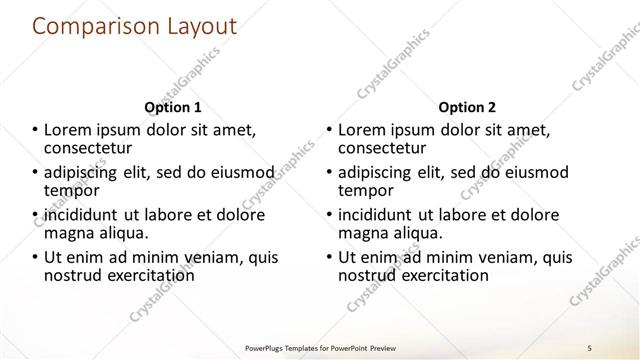 Comparison presentation slide layout