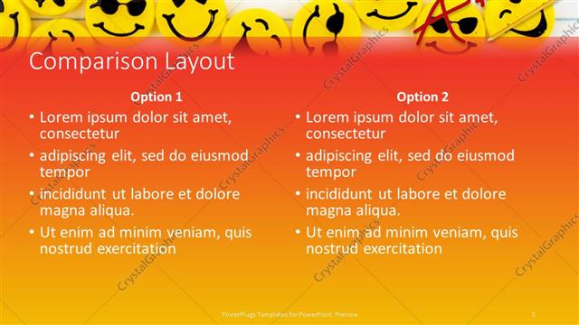 Comparison presentation slide layout