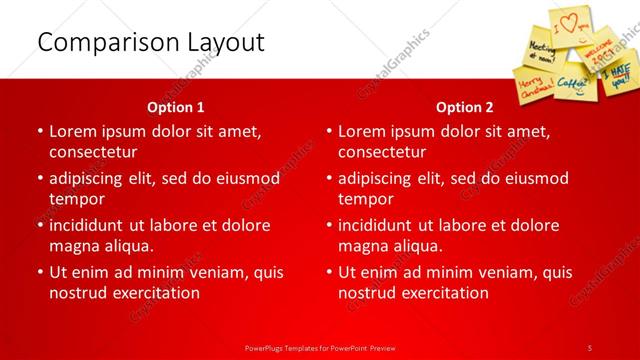 Comparison presentation slide layout