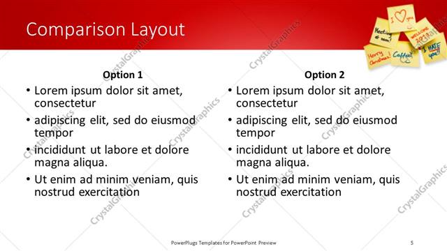 Comparison presentation slide layout
