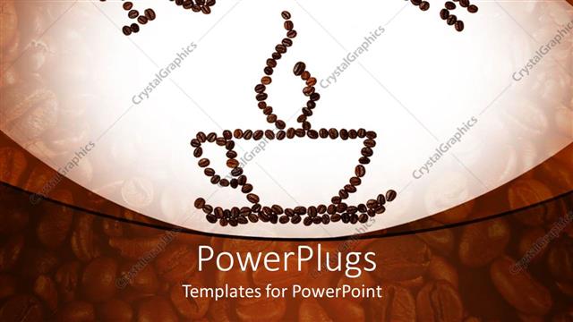  Presentation with heart love - I love coffee with heart and coffee cup made of coffee beans on a coffee beans background