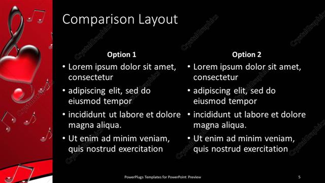 Comparison presentation slide layout