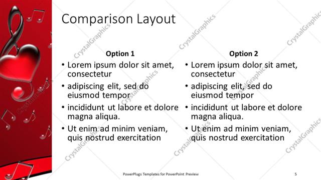 Comparison presentation slide layout