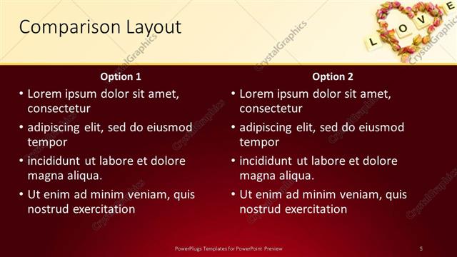 Comparison presentation slide layout