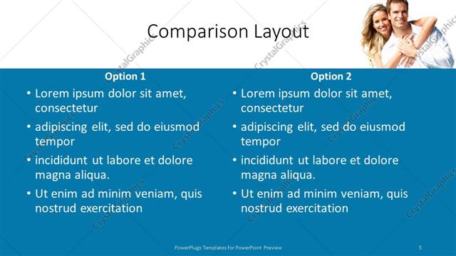 Comparison presentation slide layout