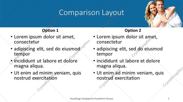 Comparison presentation slide layout