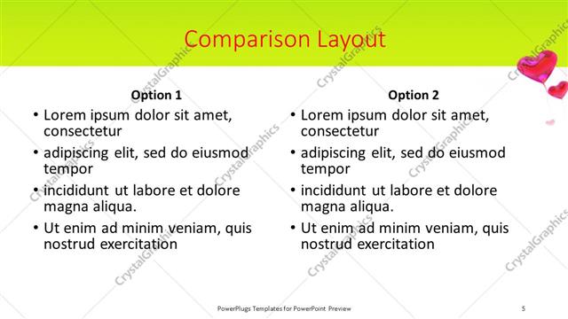 Comparison presentation slide layout