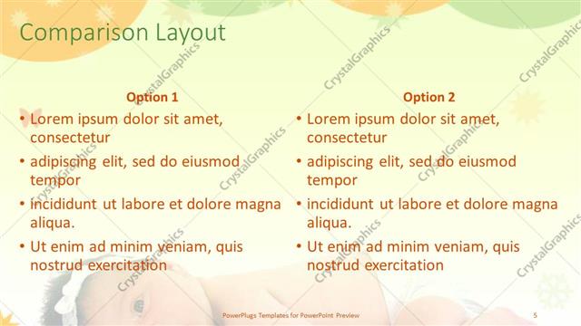 Comparison presentation slide layout