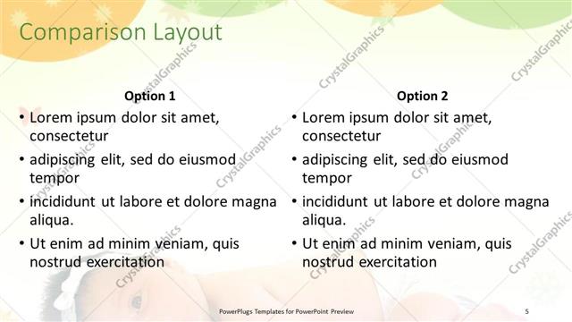 Comparison presentation slide layout