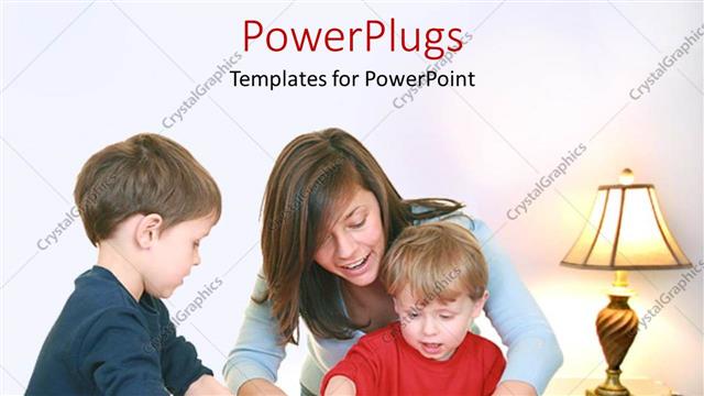  Presentation with teaching - A lovely family of a mother teaching her two kids