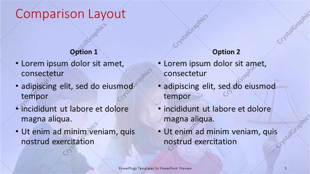 Comparison presentation slide layout