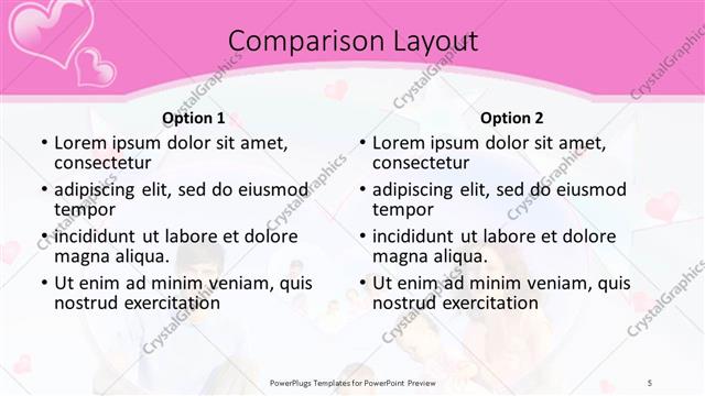 Comparison presentation slide layout