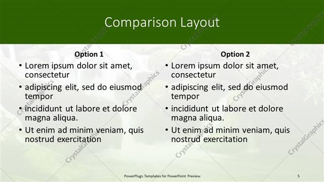 Comparison presentation slide layout