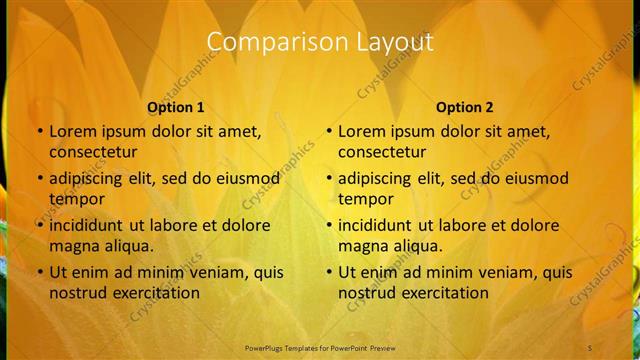 Comparison presentation slide layout