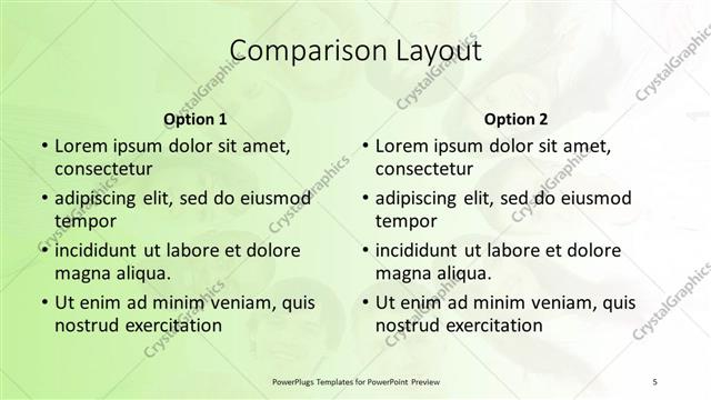 Comparison presentation slide layout