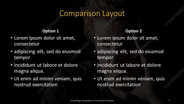 Comparison presentation slide layout