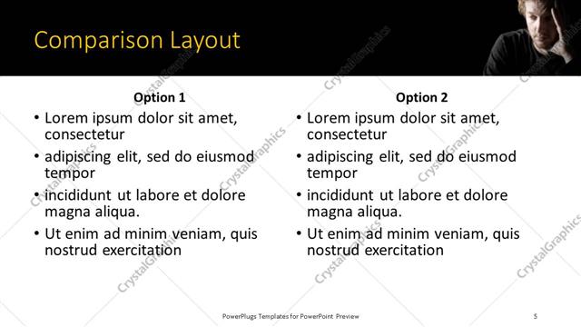 Comparison presentation slide layout