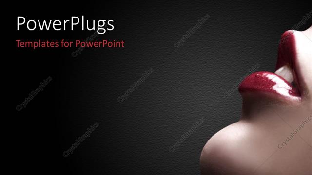  Presentation with lips - Lower portion of woman's face with parted red lips