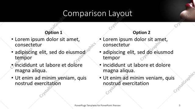 Comparison presentation slide layout