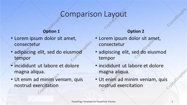 Comparison presentation slide layout