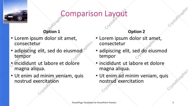 Comparison presentation slide layout