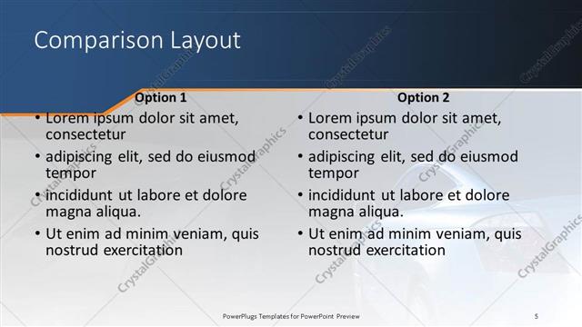 Comparison presentation slide layout