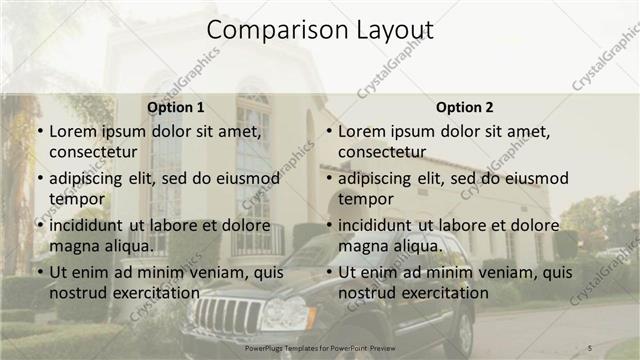 Comparison presentation slide layout