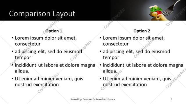 Comparison presentation slide layout