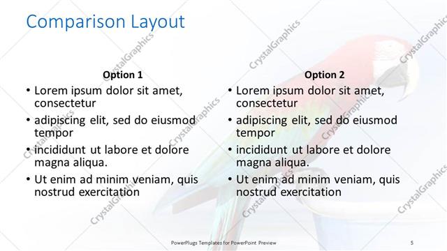 Comparison presentation slide layout