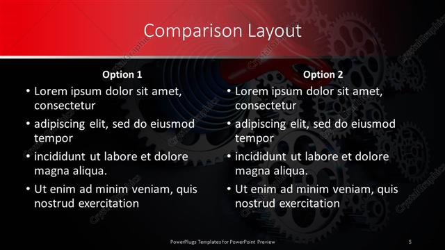 Comparison presentation slide layout