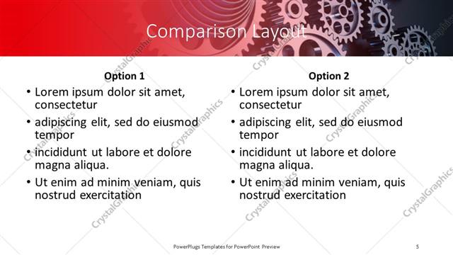 Comparison presentation slide layout