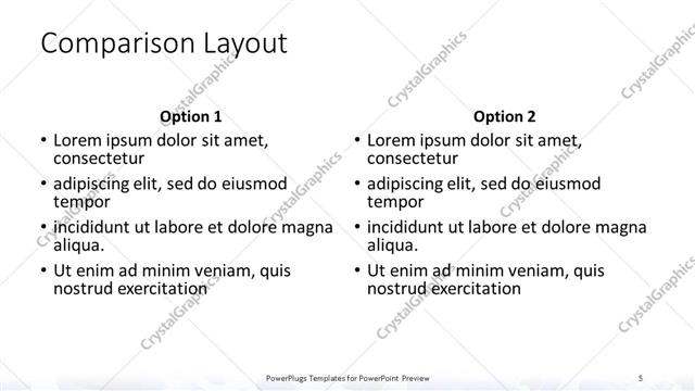 Comparison presentation slide layout