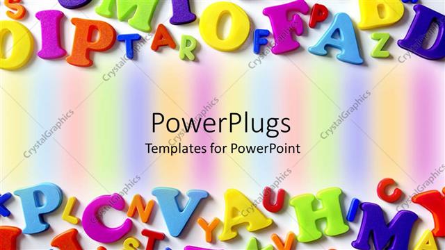  Presentation with plastic - Macro composition of colorful plastic letters arranged at opposite ends of template