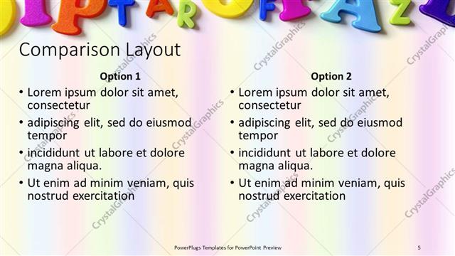 Comparison presentation slide layout