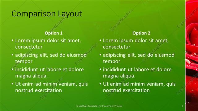 Comparison presentation slide layout