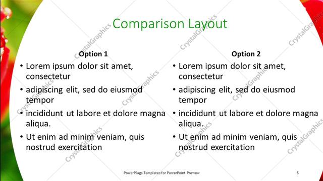 Comparison presentation slide layout