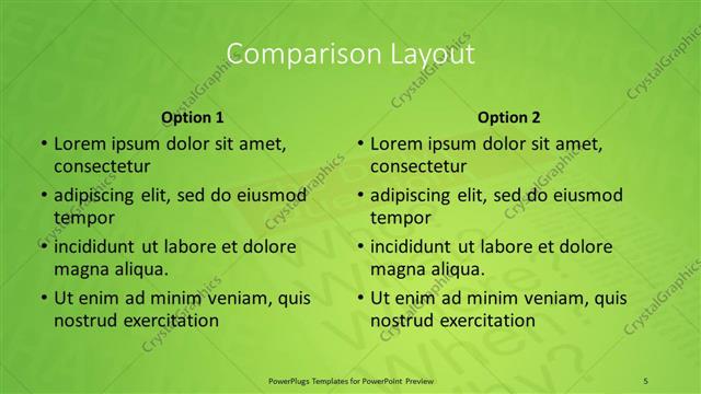 Comparison presentation slide layout