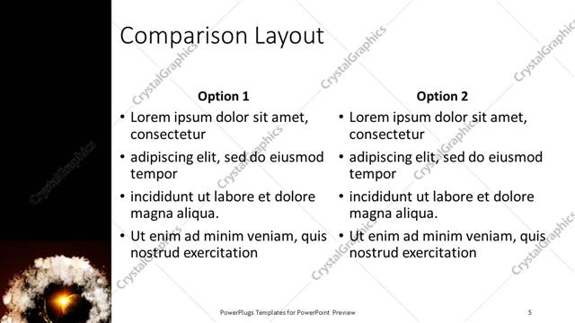 Comparison presentation slide layout