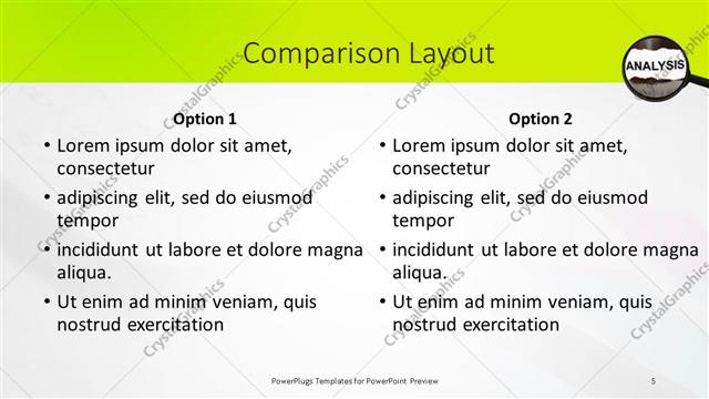 Comparison presentation slide layout