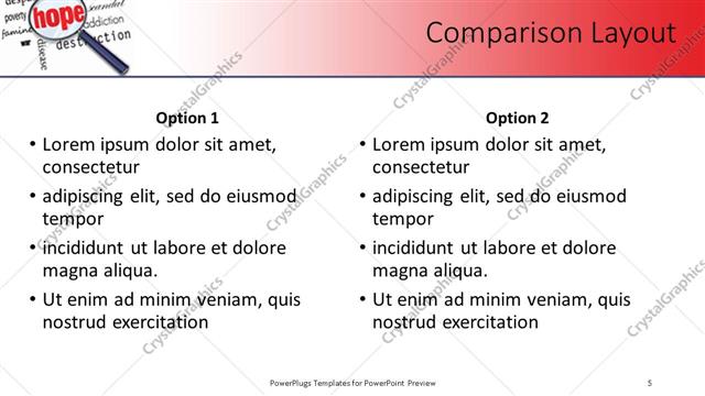 Comparison presentation slide layout